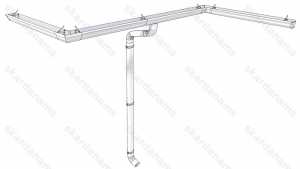 K-style rainwater system components plan, drawing.