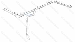 Takavvattning Ø 125/100 mm skiss. Regnvattensystem.